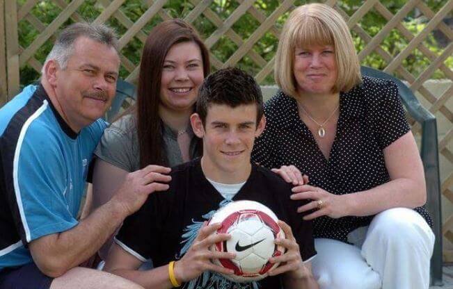 Vicky Bale with her parents and brother, Gareth Bale.
